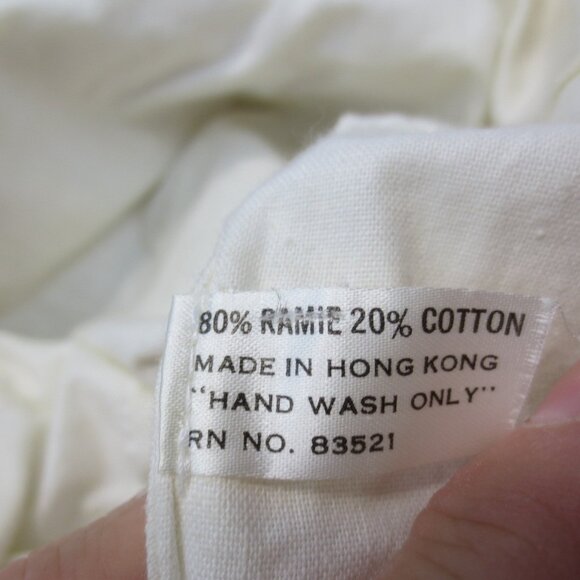 Vtg Cream Off-White Women\'s Summer Hat Linen Rouched Made in Hong Kong Flower M main image 11